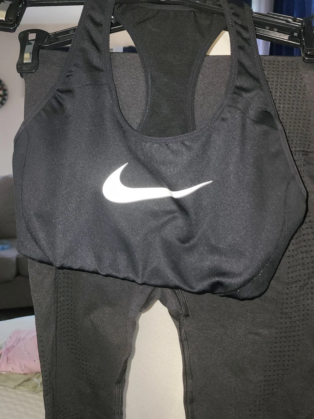 Gym Black Athletic Leggings with Tag Detail NIKE Sports Bra XSM